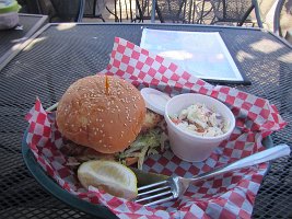 IMG 1353  Halibut burger and Cole Slaw, West Rib Cafe and Pub. Talkeetna, AK