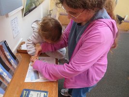IMG 0482  Phelan and Mommy stamping the National Park Passport at Toklat Ranger Station, Denali Natioinal Park