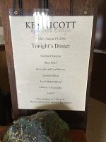 IMG 3874  Dinner Menu at Kennicott Glacier Lodge, Wrangell-St. Elias National Park, AK