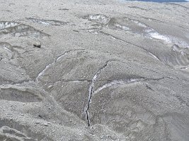 IMG 6730  Close up of the Kennicott Glacier Moraine, showing snow/ice underneath the dirt and gravel, Wrangell-St. Elias National Park, AK