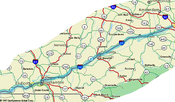 Westbound I88 West -> I81 South -> US17 West
