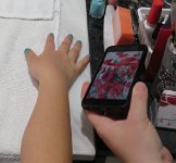 IMG_2717 Megan matching the dress color, Manicures at Be U Nails and Spa, Scottsdale, AZ